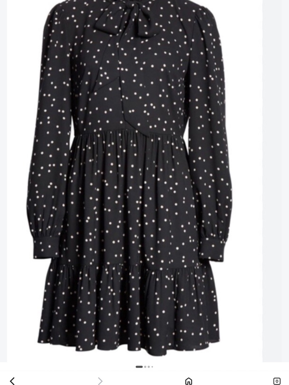 kate spade Black and White Polka Dot Tie-Neck Long-Sleeve Dress